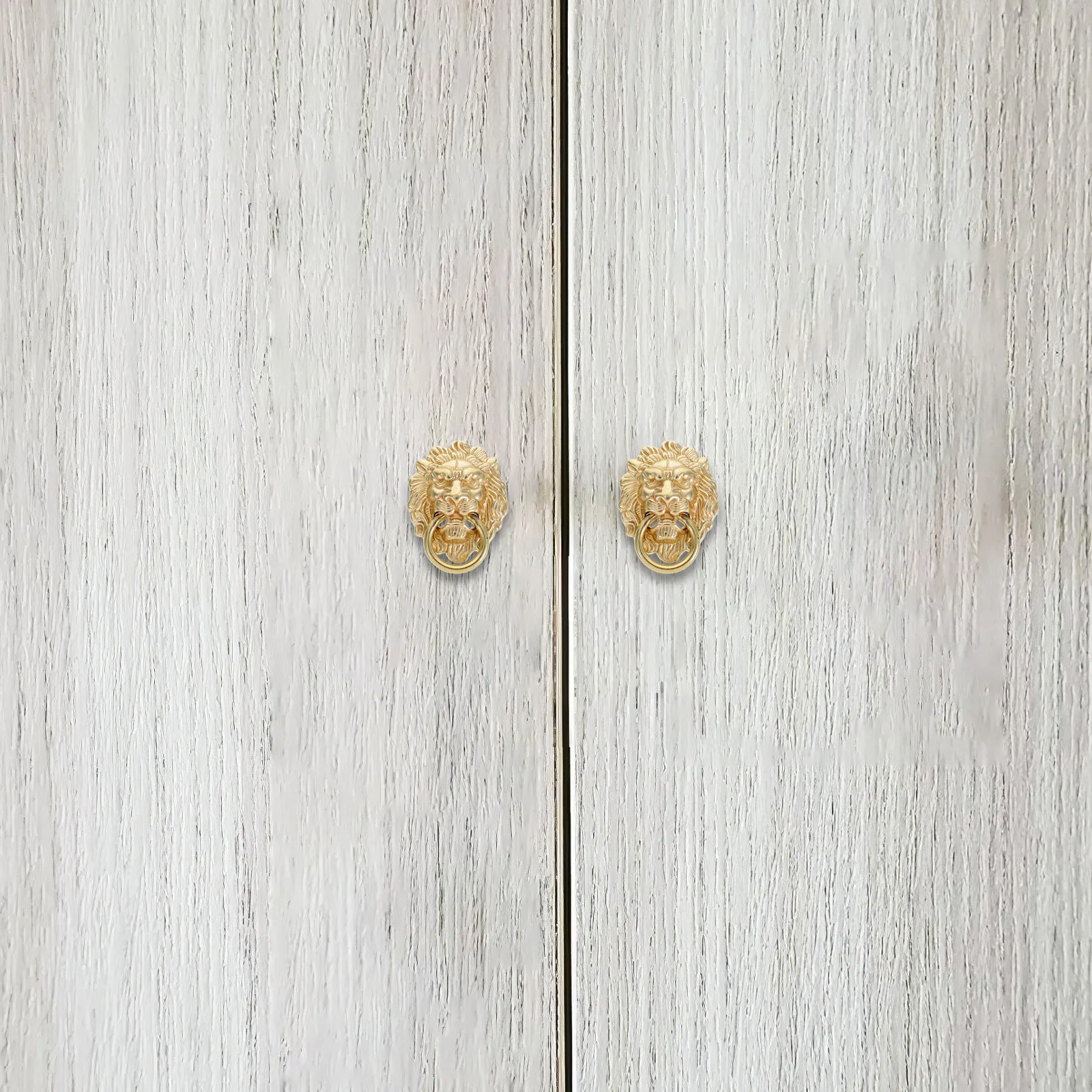 2Pcs Chinese Style Brass Lion Head Cabinet Handles Decorative Drawer Pulls Vintage Door Hardware Chinese Ancient Style