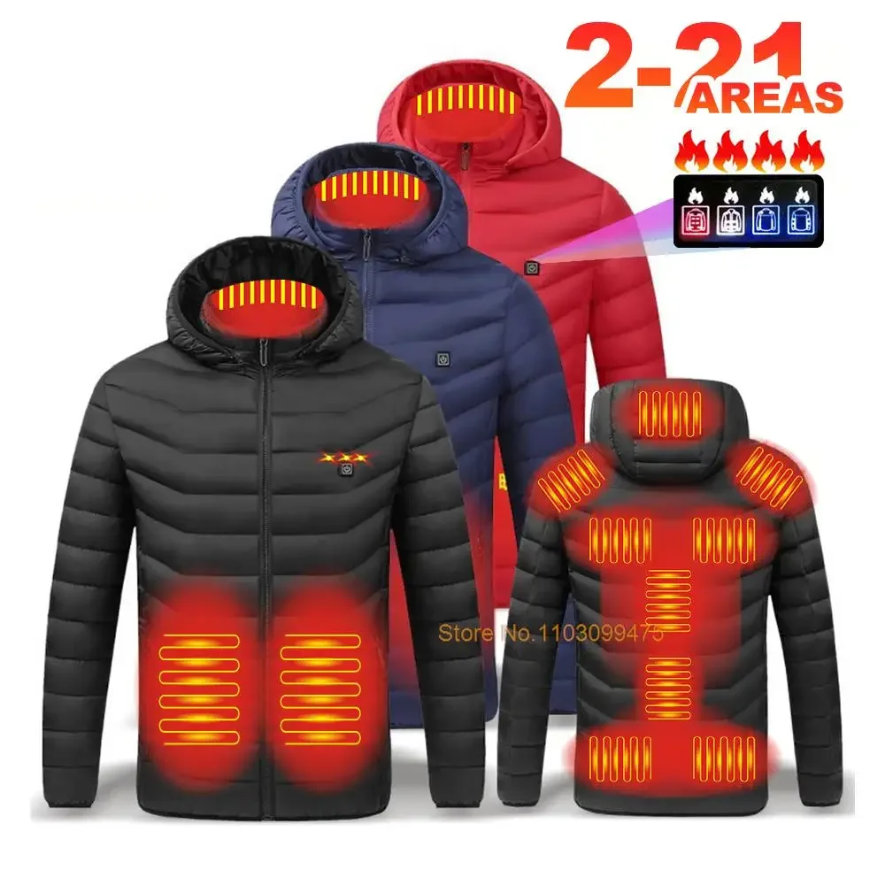 Chaqueta calefactable para hombre y mujer, chaqueta auteléctrica con USB para invierno, ropa interior térmica, ropa térmica para esquiar, abrigos, 2-21 áreas lavadas
