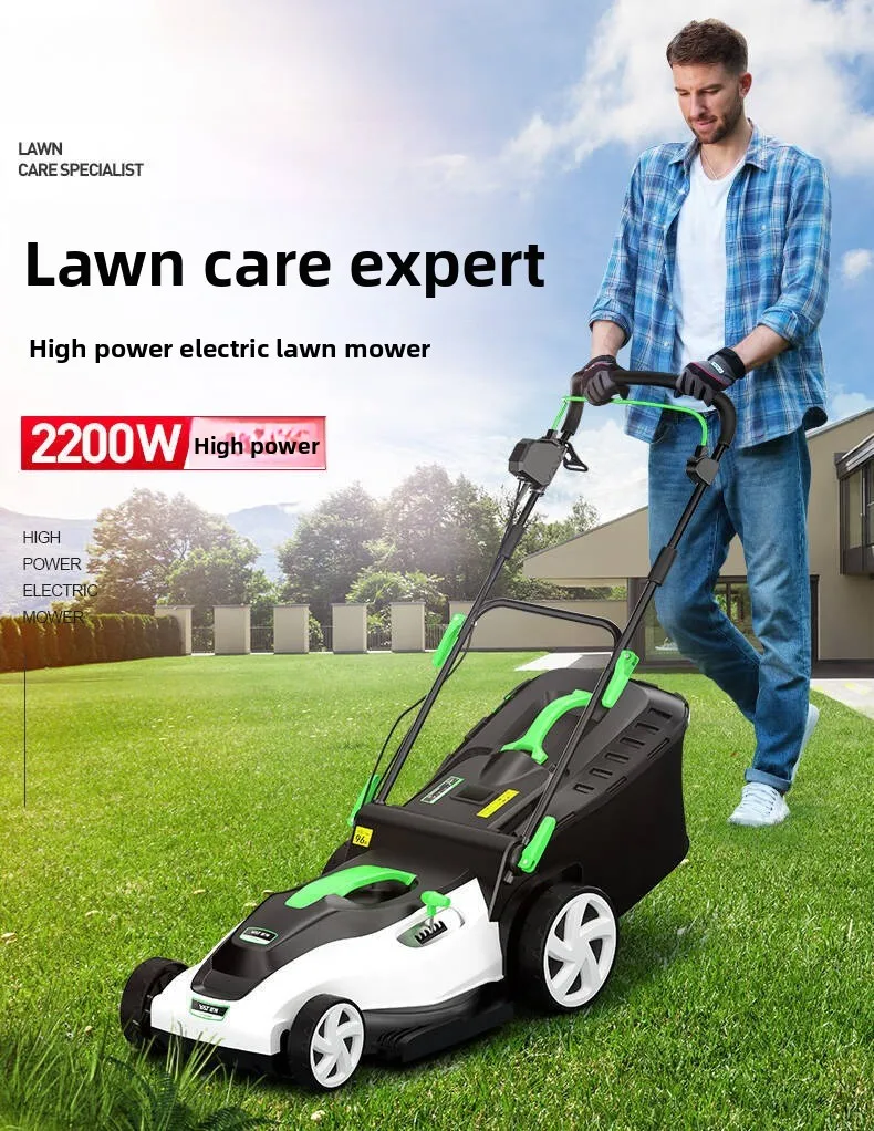 220V Electric Hand Push Lawn Mower, Foldable Household Grass Cutter, Portable Garden Weeding Lawn Trimmer