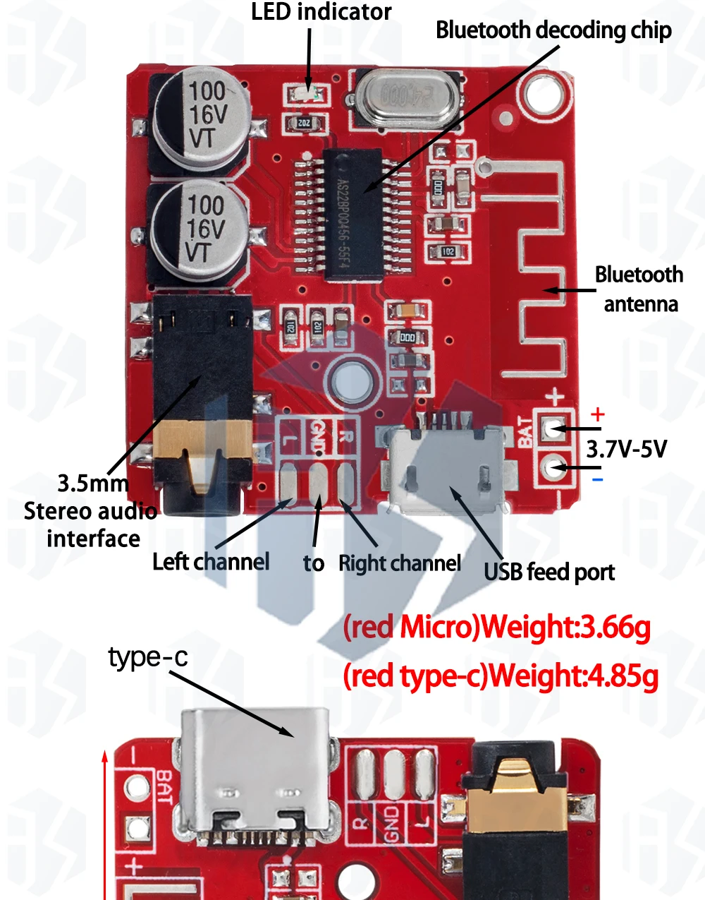Mini Bluetooth 5.0/4,1 MP3-Decoder-Board Audio-Empfänger MP3 verlustfreier Player drahtloses Stereo-Musik verstärker modul – Detail 20
