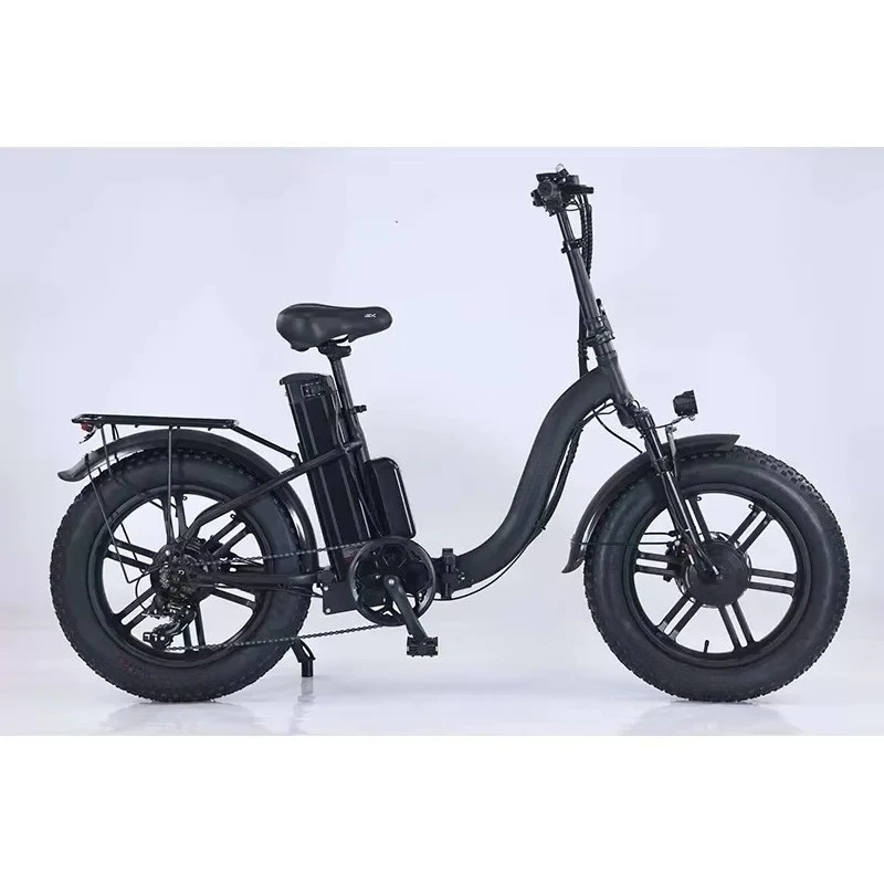 BR Foldable Electric Folding Bicycle Electric Fat Tire Bike Front And Rear Disc Brake Carbon Steel Frame Mini Ebike For City