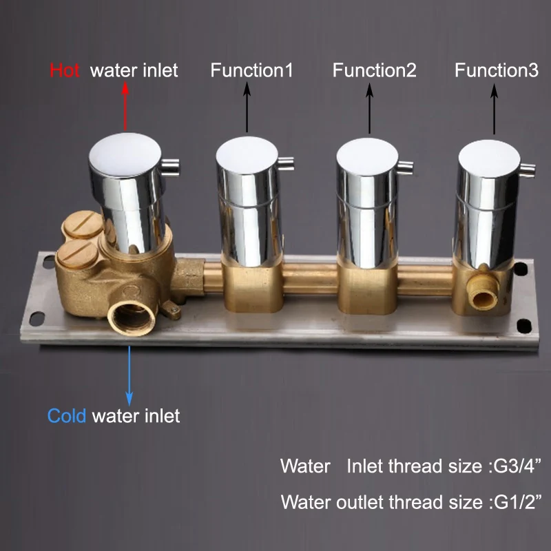 Imagem -05 - Acessórios do Banheiro Latão Cromado Termostática Chuveiro Válvula Controlador 3way Banheira Torneiras Sistema Grande Fluxo Desviador Mixer hm