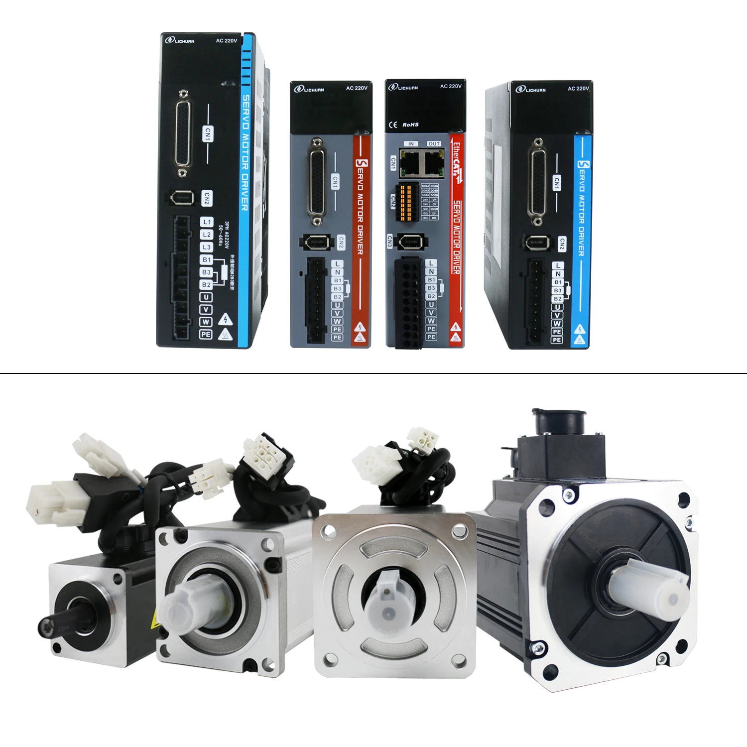 Lichuan  750w 1kw  Ethercat 3/4 a  AC Servo Motors Drivers 2.39/3.2/4 N.m AC Servo Motor Driver Kit for CNC Machine view 5