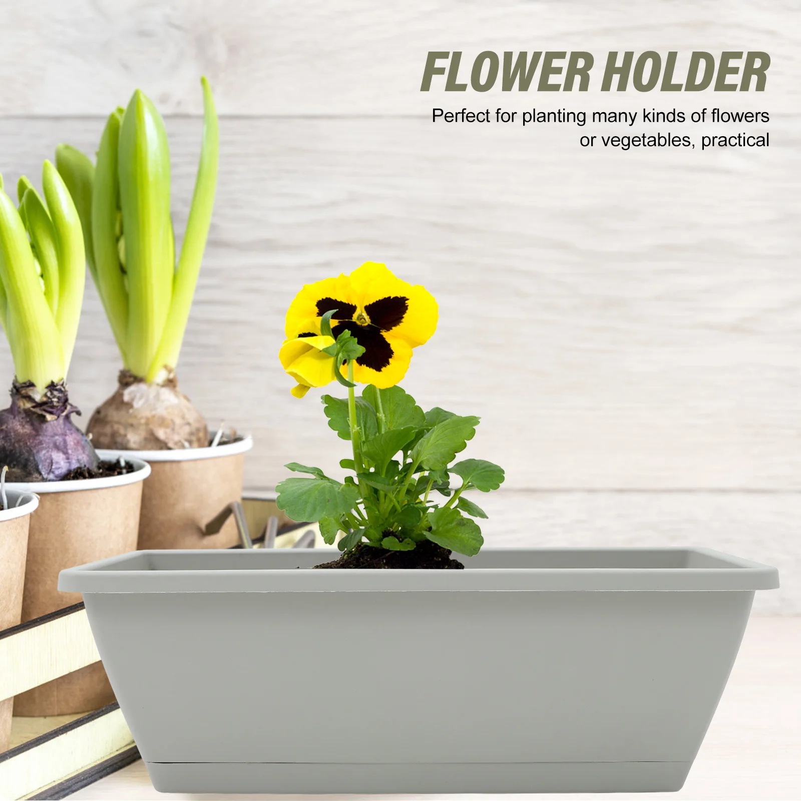

4 set Large Rectangular Planting Trough Flower Pot Vegetable Planter Durable Plastic Garden Supplies