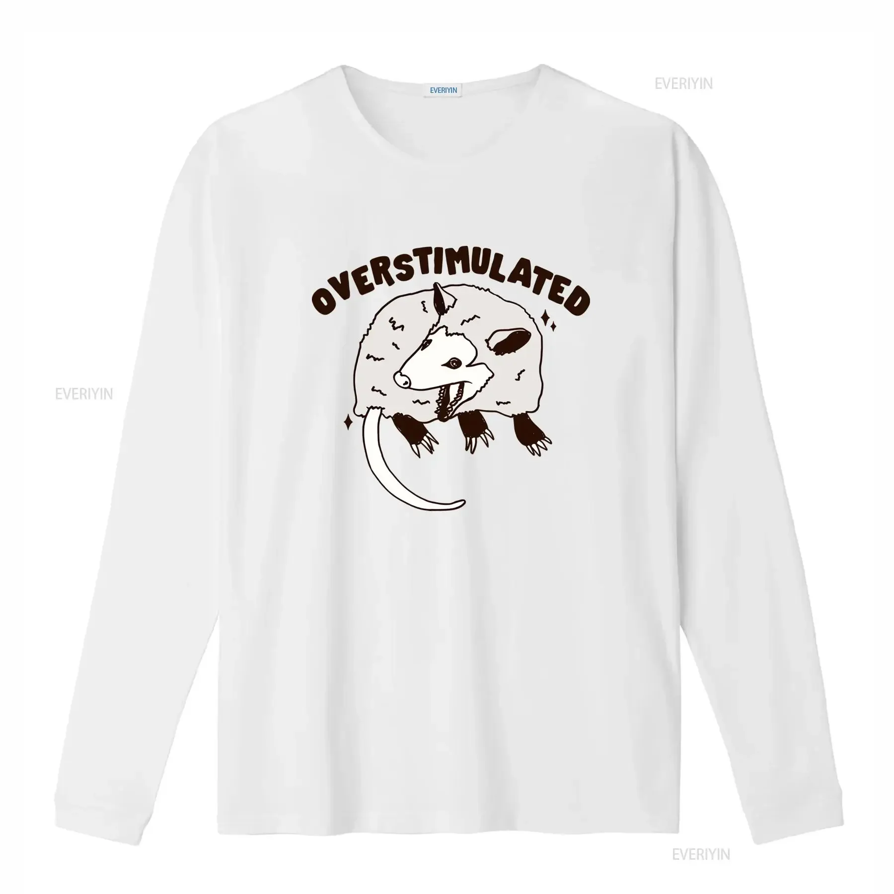 Overstimulated Possum T Shirt Funny Sarcastic Introvert Opossum Design Weird Humor for Unique Style vintage Washed Stretched