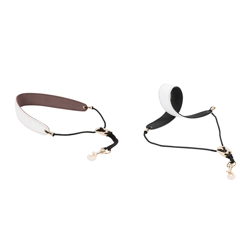 Saxophone Neck Strap, Alto Sax Neck Strap, Clarinet Neck Strap White Leather Neck Band