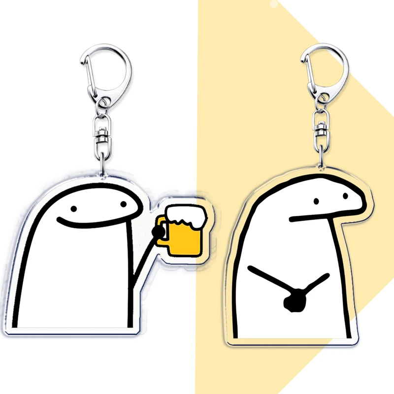 Funny Rock Flork of Cows Keychain for Accessories Bag Comics Love Heart Pendant Key Chain Ring Keyring Jewelry Fans Gifts