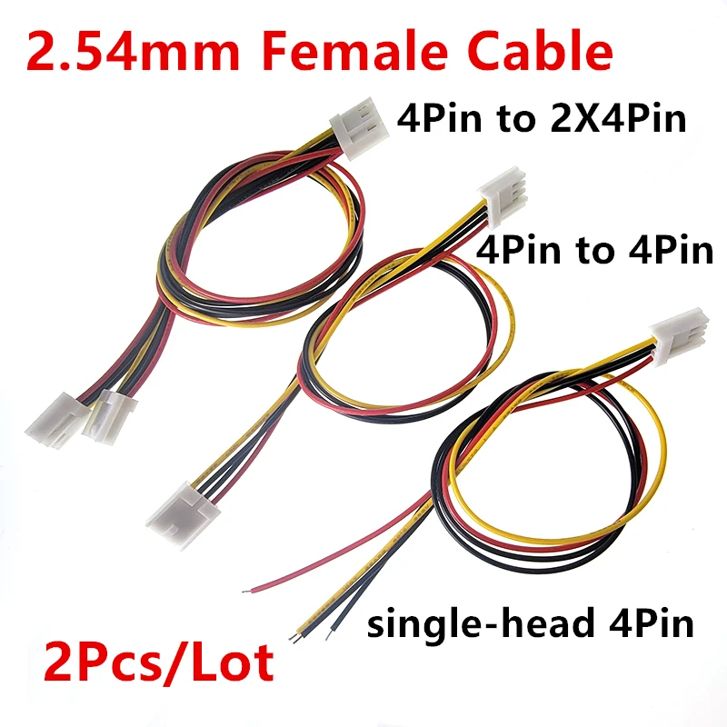 2Pcs/lot ITX FDD Floppy 4Pin Female 2.54mm to 2X4Pin Female dual 4Pin small 4pin Converter power supply Leads Cable Cord 20/30CM