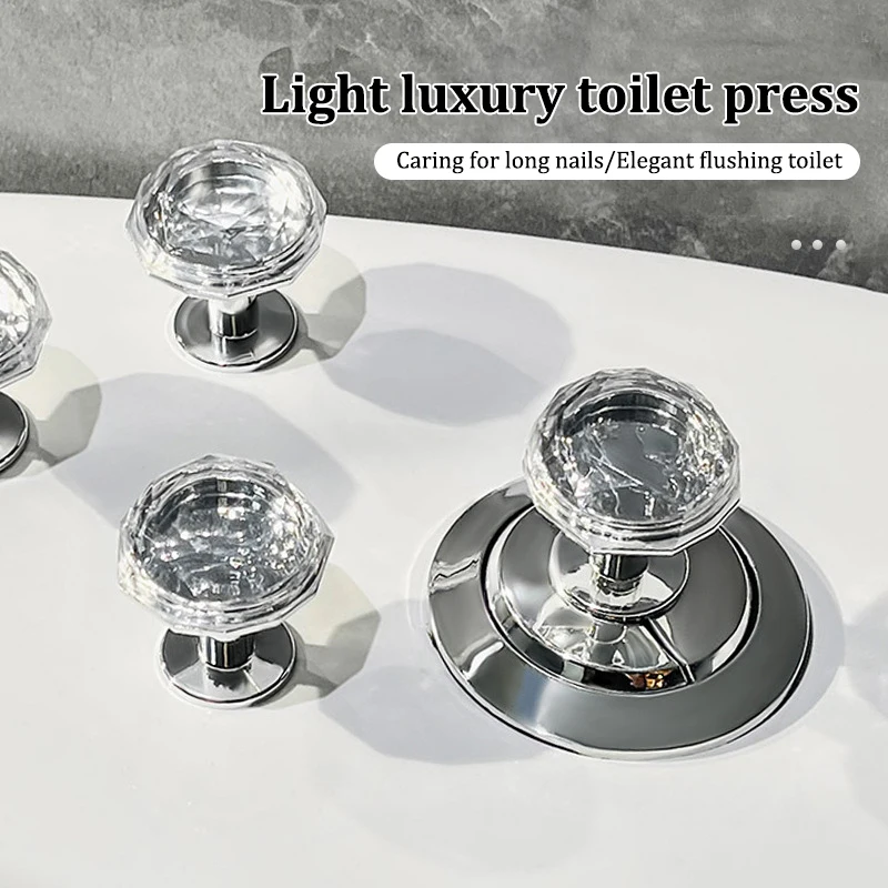 

1Pc Toilet Button Diamond Toilet Press Button Water Tank Push Switch Nail Art Assistant Cabinet Door Drawer Handle