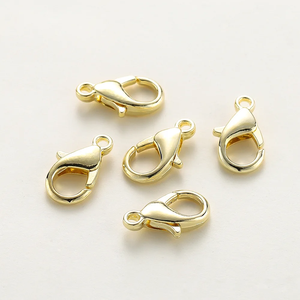 10Pcs New Pure Copper Plated Color Preserving Real Gold DIY Lobster Buckle Water Drop Spring Buckle Jewelry Finishing Chain