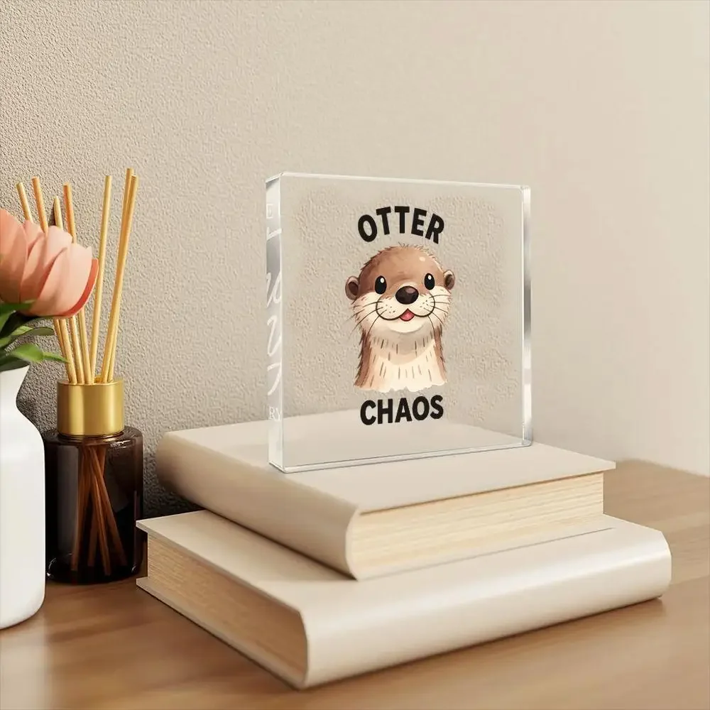 CIFBUY 2D Fun Design Square Acrylic Sign, Dual-use Tabletop & Wall Plaque Decor for Office Home, Unique Inspirational Gift fo
