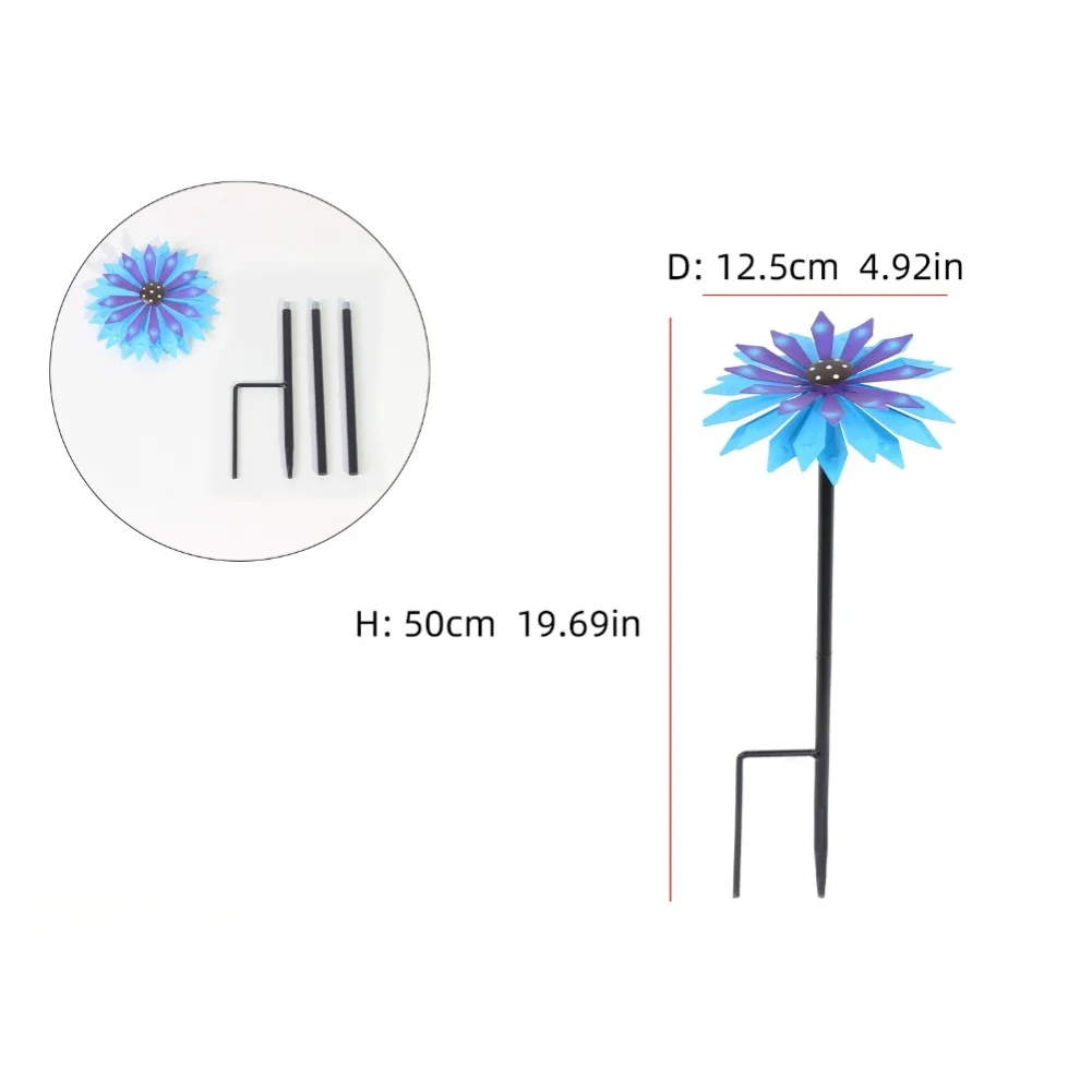 Outdoor Metal Garden Stake with Floral for daisy Motif Hand Finished Iron Decor for Lawn Flower Beds and Patio Enhancement