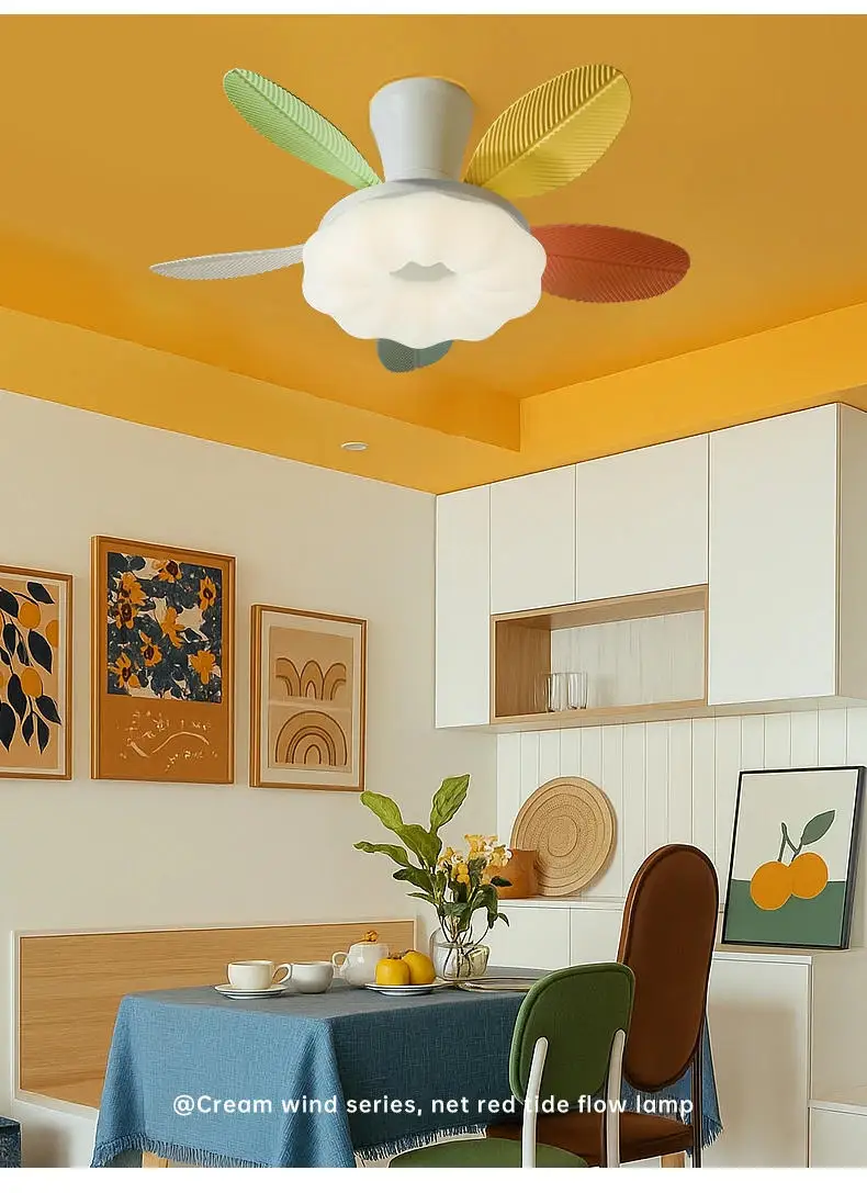 

Colorful fan lights, living room, dining room, bedroom lights, eye protection ceiling fan lights, integrated ceiling fan lights