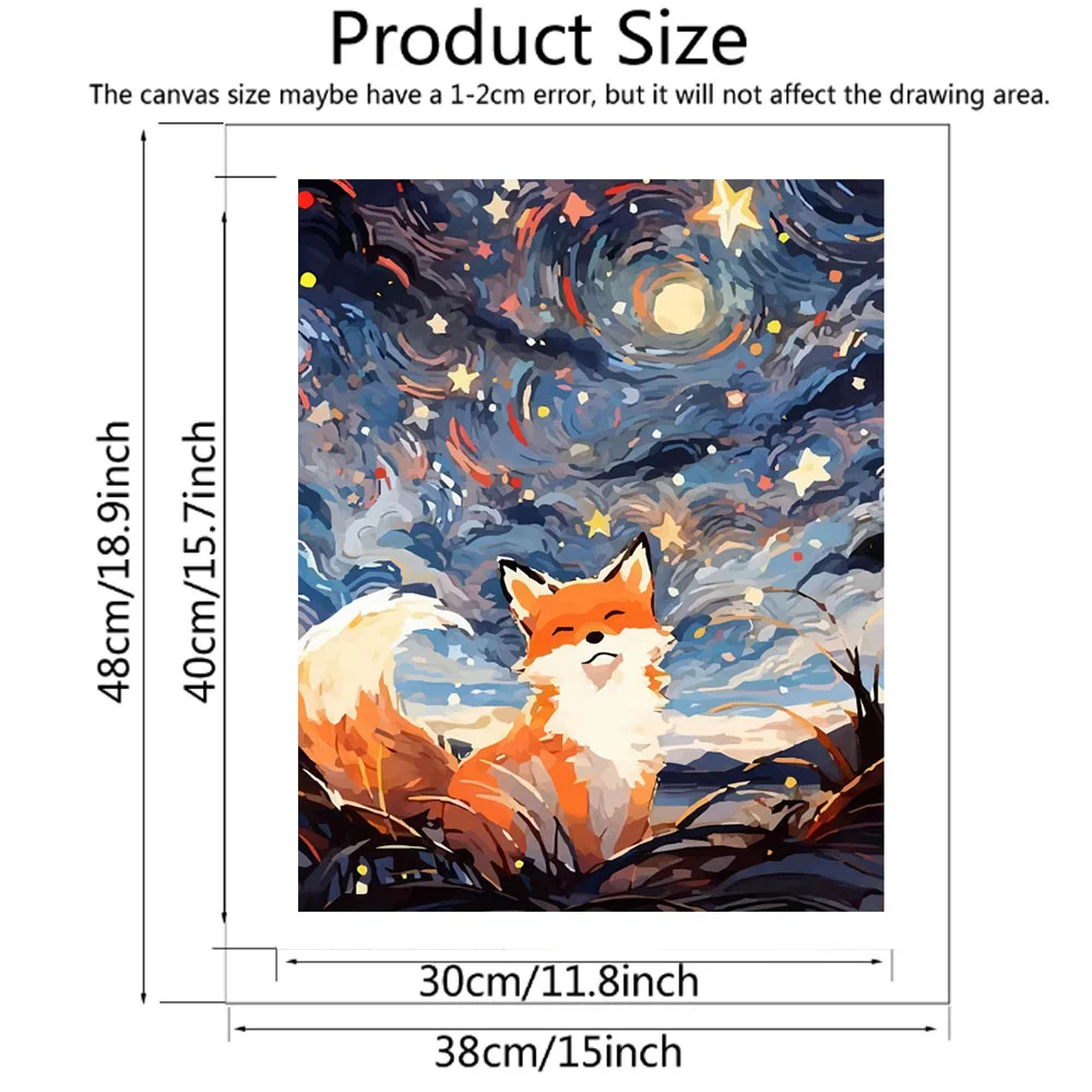 Evershine Painting By Numbers Adults Fox Pictures By Numbers Animal Drawing On Canvas Star Handpainted DIY Gift