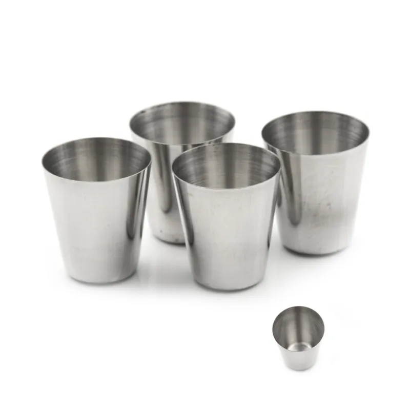 New 4pcs/Set 30ml Stainless Steel Shot Glass For Travelers, Campers, Backpackers, Tailgaters