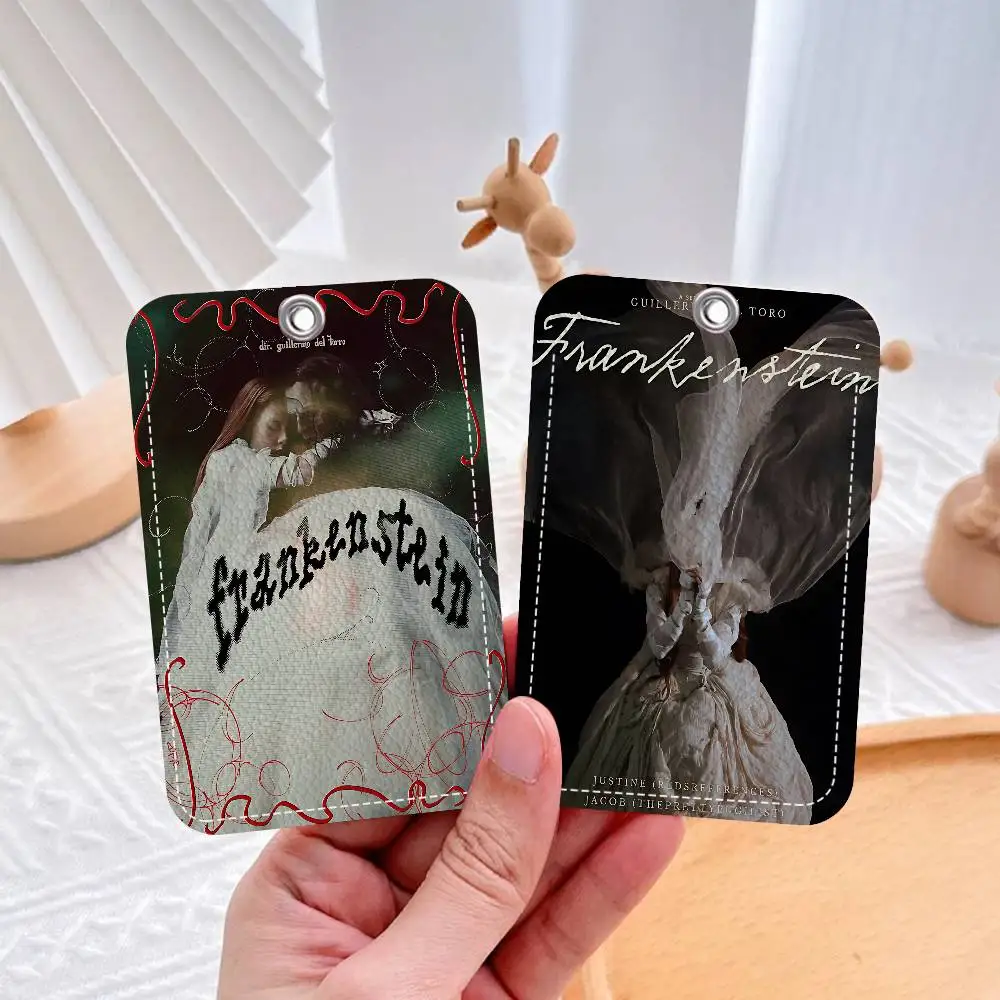 Horro Story Frankenstein 1Pc Access Card Case Leather Card Holder Keychain Key Ring Door Access Tags ID Card Case Keychain