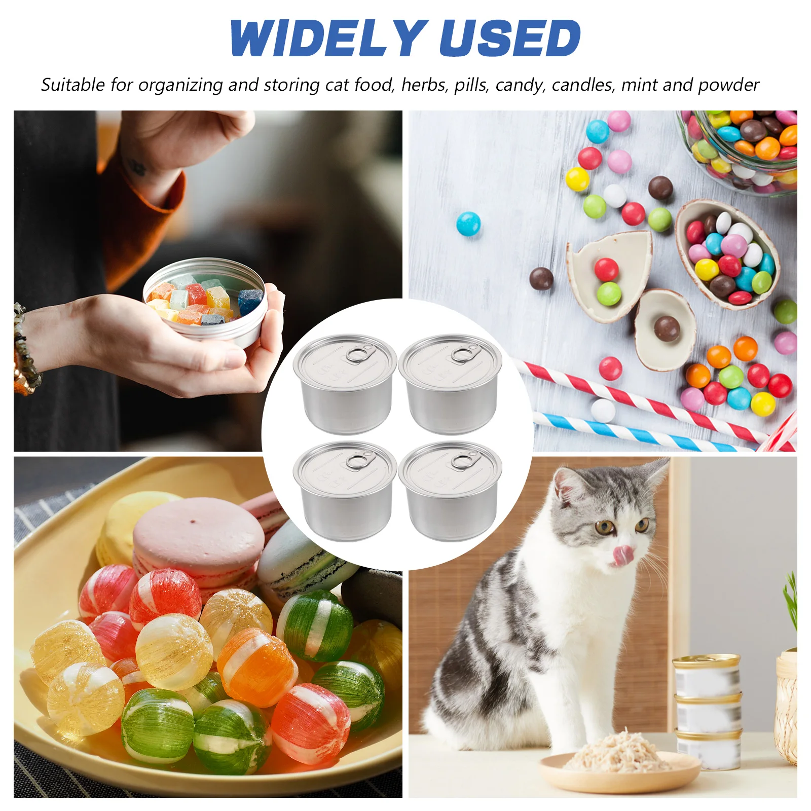 

4Pcs Aluminum Can Food Preservation Jar Empty Canned Meat Storage Cat Dog Treat Sealed Tin Portable Dessert Container