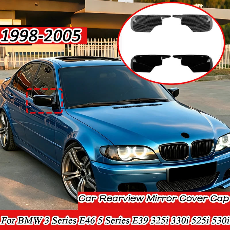 For BMW 3 Series E46 5 Series E39 325i 330i 525i 530i 1998-2005 4Door Car Rearview Mirror Cover Cap Shell Replacement BodyKit