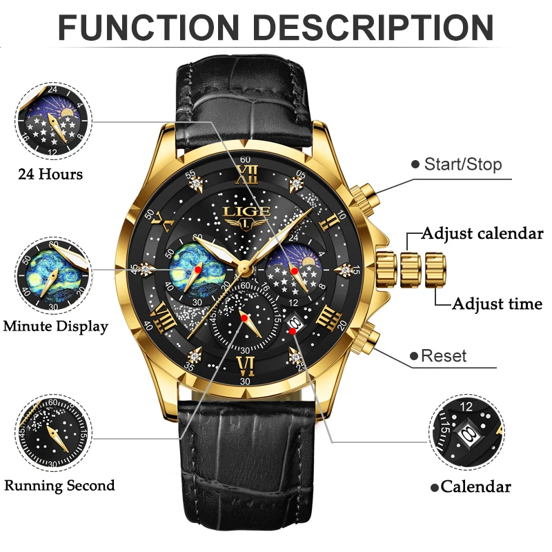 LIGE New Fashion Women Wrist Watch Leather Sport Quartz Ladies Watch Waterproof Wild Girlfriends Watch Birthday Gift Reloj Mujer