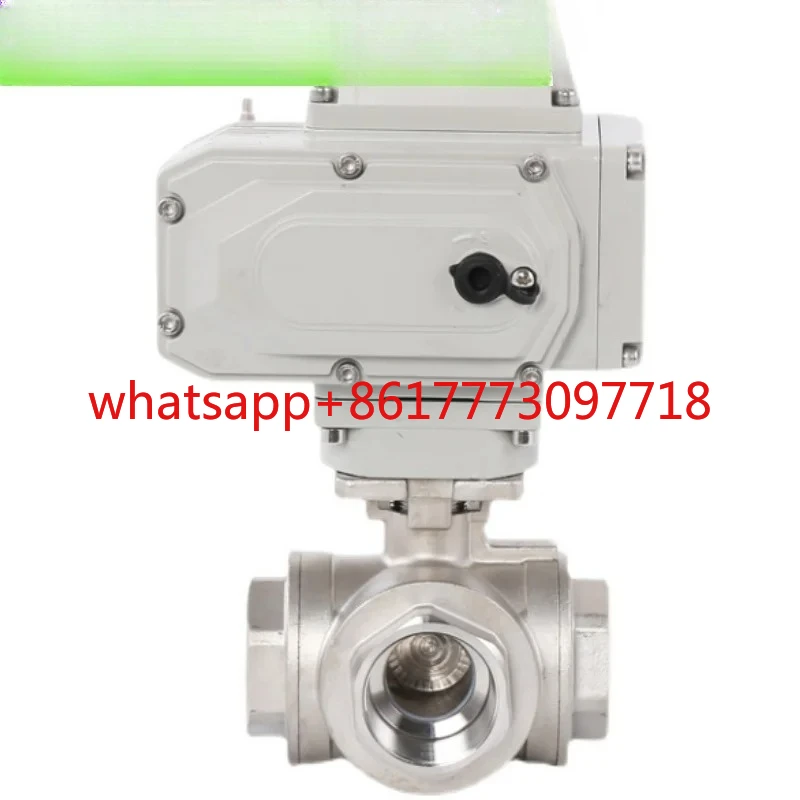 Q914/5F-16 electric ball valve with stainless steel tee and inward thread reversing valve PTFE