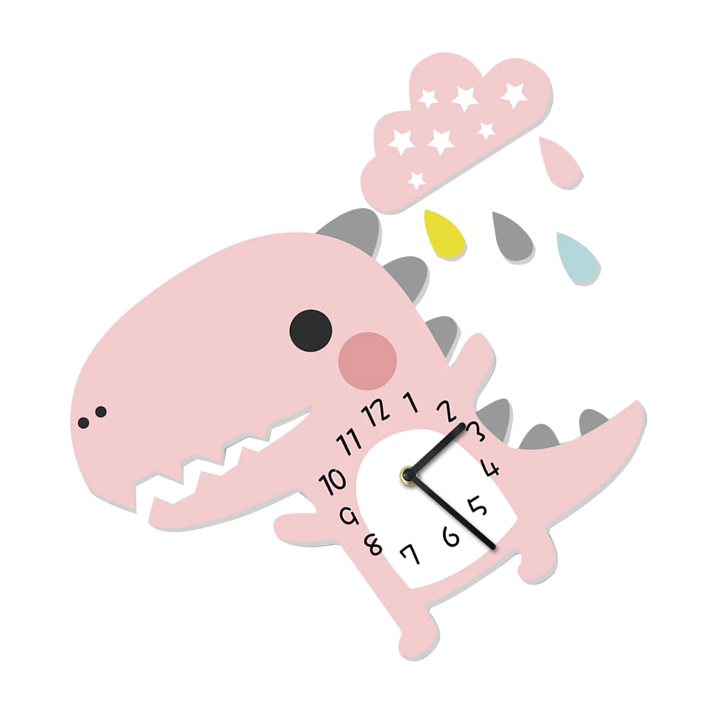 

Cartoon Dinosaur Wall Clock for Kids Bedroom Pink Home Decor Precise Movement Restaurant Dining Room Kitchen House