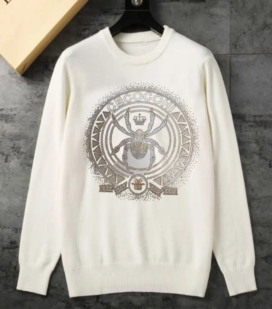 

Men‘s Style Autumn Round Neck Top Casual Sweater Lettering Men's Hot Diamond Youth Large Slim 0614