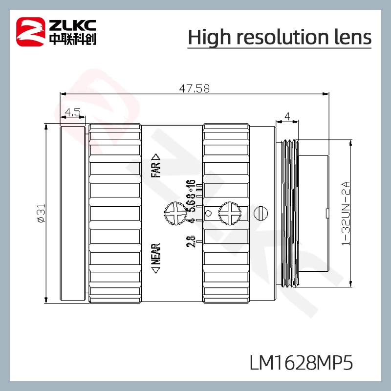 5MP камера 16 мм Prime Lens 2/3'' CCTV/FA Lens C Mount F2.8 Ручная диафрагма Большая глубина полевого объектива для камер машинного зрения