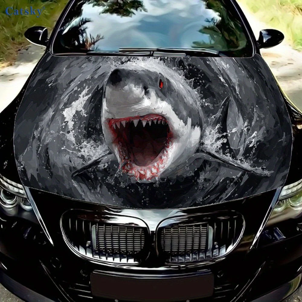 

Wave Roar Shark Breaking Waves Pattern car hood stickers, waterproof self-adhesive, scratch resistant, easy to stick, durable ca