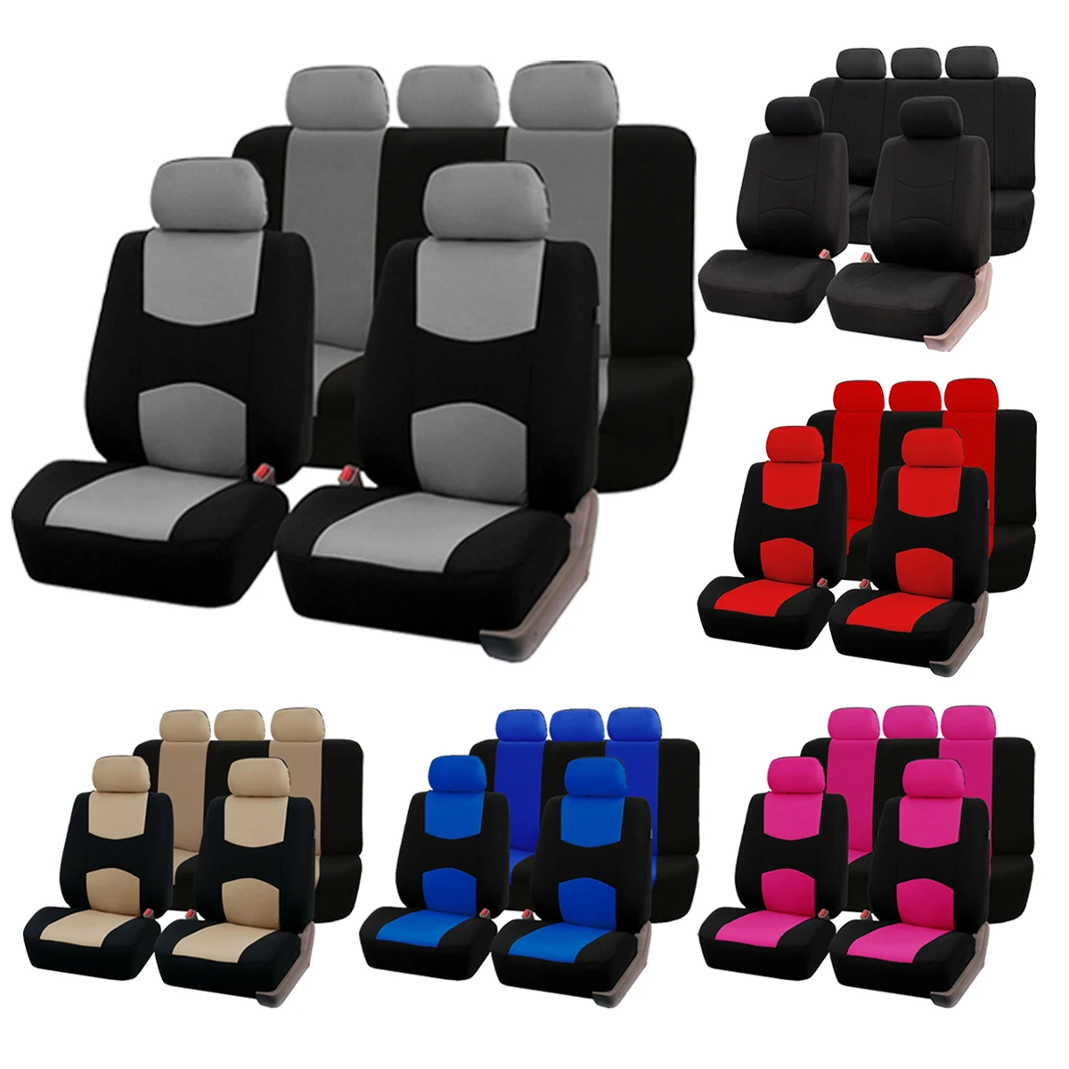 Four Seasons Fashion Universal 9 pcs Car Seat Cover Polyester Fabric Car Seat Cover