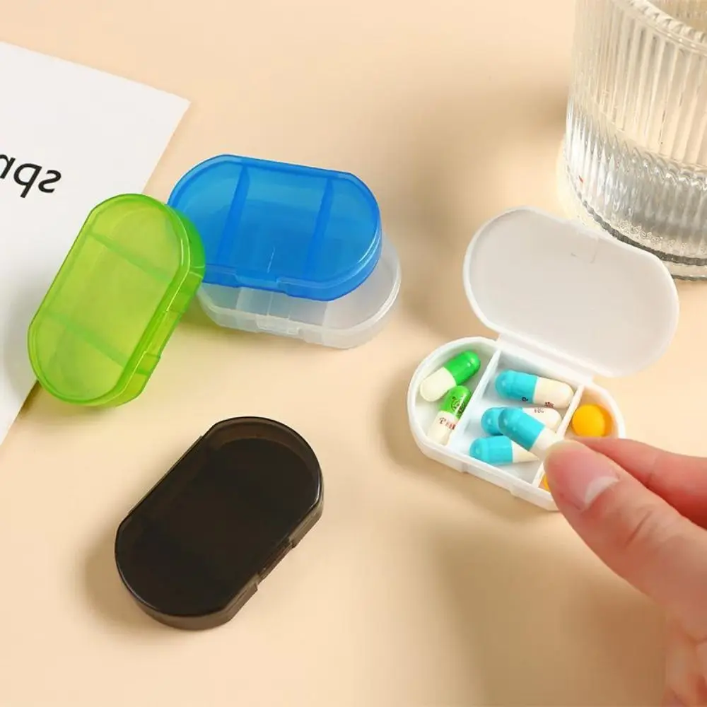 สามช่องกล่องยาขนาดเล็กโปร่งใสแบบพกพายาOrganizerสะดวกMoisture-Proof Pill Caseกล่องยา