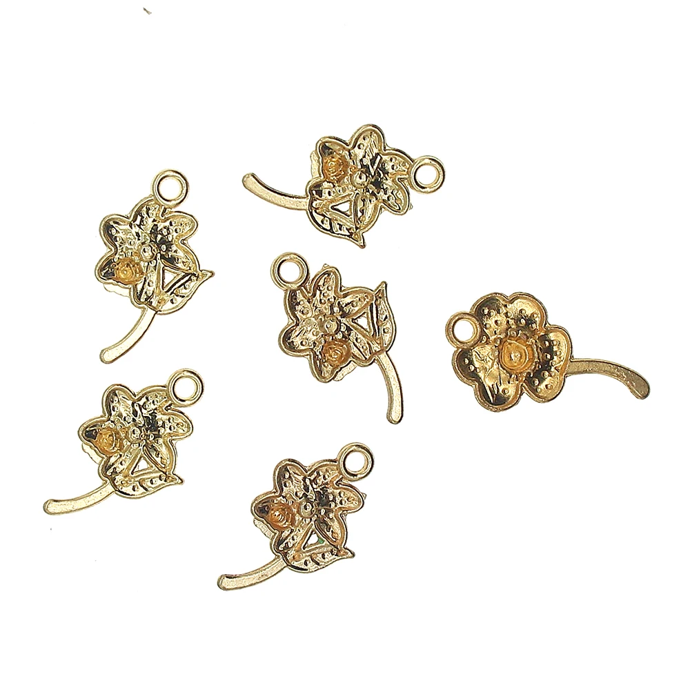 10psc/lot Cute Flower Lucky Grass Enamel Ladybug Charms Pendant for DIY Bracelet Making Earring Jewelry Accessories XL1727