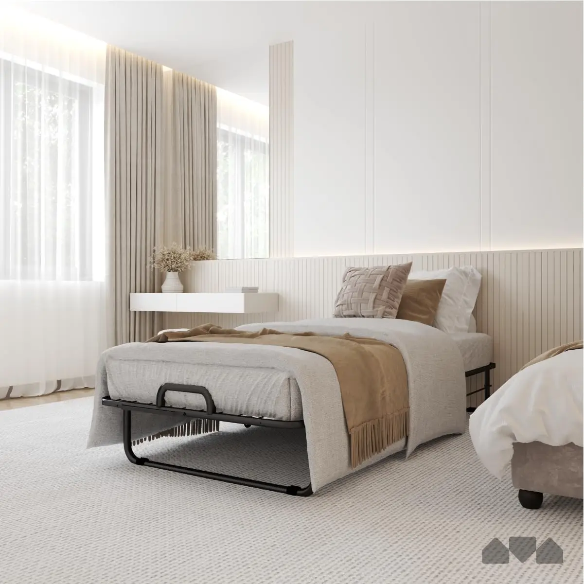 Deluxe Diplomat Folding Bed with Mattress for Adults, Twin Size, Portable Foldable Bed with Luxurious Memory Foam, Custom