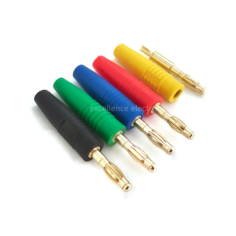 

4pcs 4mm Plugs Gold Plated Musical Speaker Cable Wire Pin Banana Plug Connectors Socket Red Black Blue Green Yellow