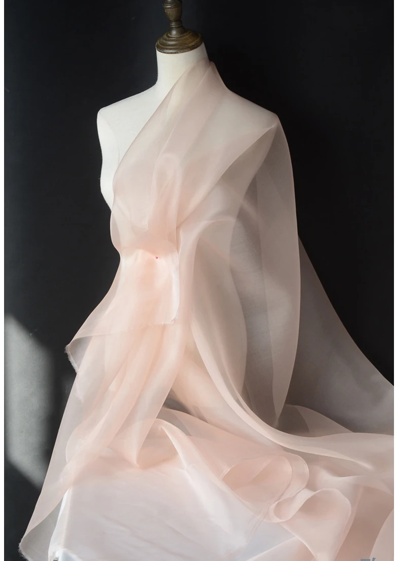 100% Mulberry Silk Organza ,Width 138cm, Thickness 6m/m, Pure Silk Tulle Fabric for Wedding DIY Sewing By The Meter