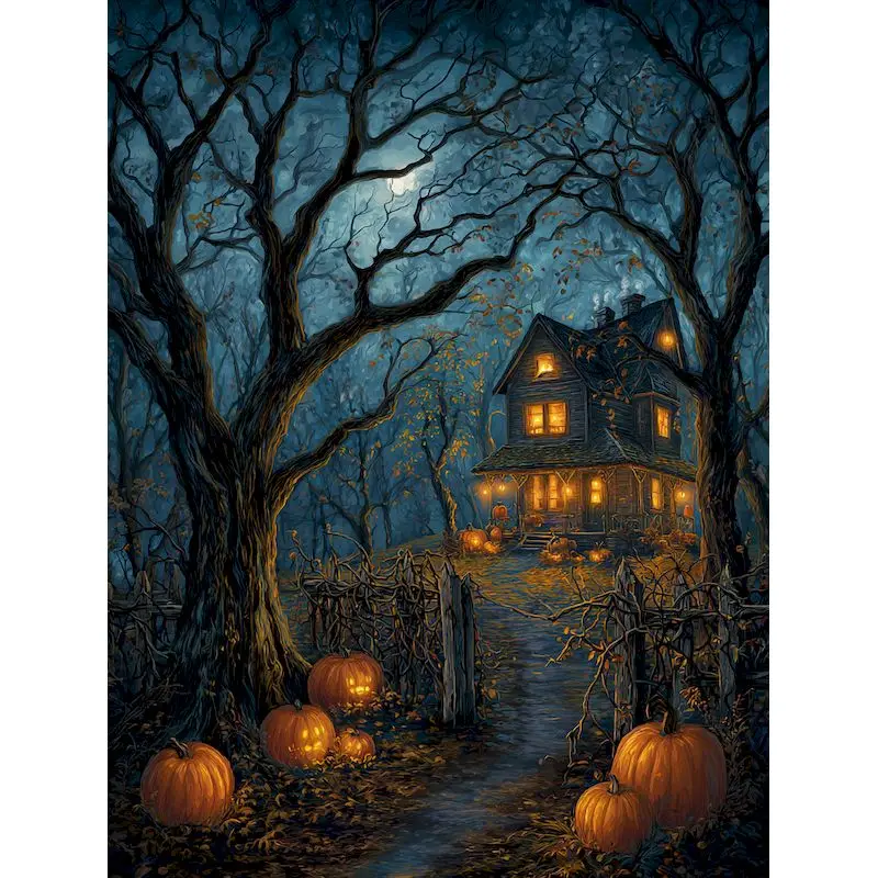 

GATYZTORY DIY Painting By Numbers For Adults Night Scenery HandPainted Oil Painting Home Decoren Draw Painting Halloween Gift