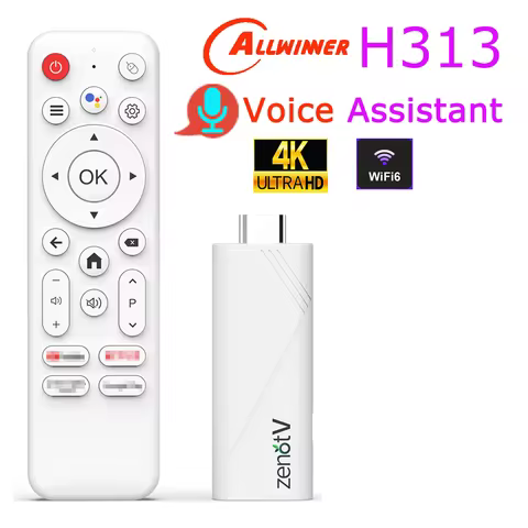 ZENOTV Allwinner H313 Android TV Stick Quad Core 4K Wifi 2.4G BT Voice Assistant RAM 2GB ROM 16GB Game Media Player Smart TV Box