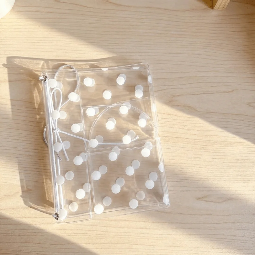 Polka Dot Print Transparent Passport Cover Elastic Band Design Waterproof Clear Passport Holder Cover Durable Lightweight