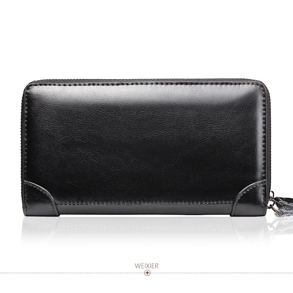 Cartera larga de cuero PU para hombre, bolso de mano para la muñeca, funda para teléfono móvil, bolso de dinero para cigarrillos, monederos prácticos