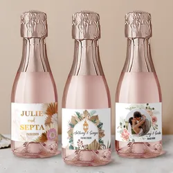 Foto di nozze personalizzate Mini adesivi Champagne battesimo anniversario di compleanno adesivo personalizzato etichette per bottiglie di vino per feste di matrimonio