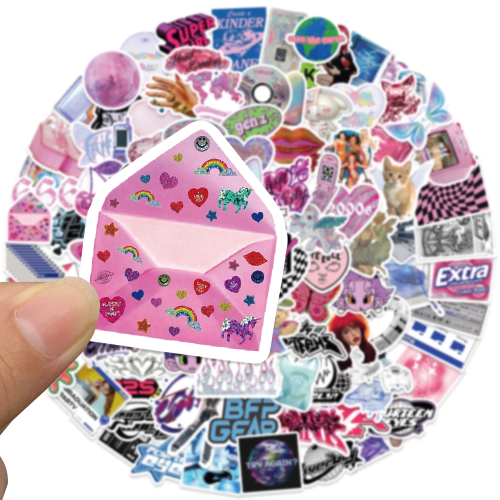 53/111pcs Vintage Leopard Love Y2k Stickers Aesthetic Laptop Motor Luggage Guitar Phone Skateboard 2000s Classic Kids Toys