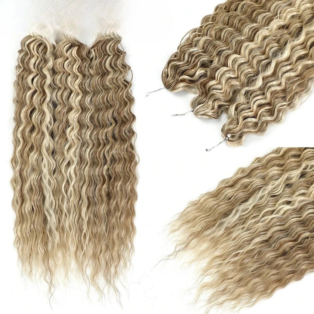 3 Stuks 300 Ariel Diep Water Twist Gehaakte Krullend Haar Piano Blond P12/16/613 Bruin 6 vlechten Wit Grijs 58 #   Bundels