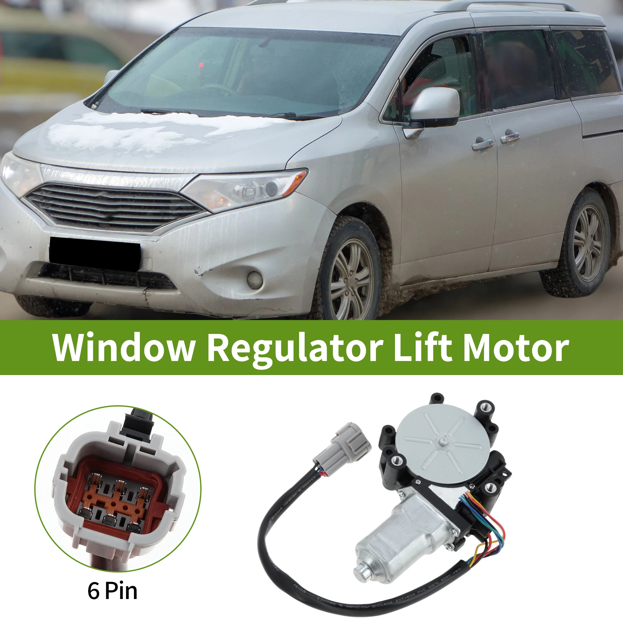 UXCELL No.742555 Power Window Regulator Lift Motor for Nissan Quest MPV 2004-2009 6 Pin Car Window Glass Lift Motor