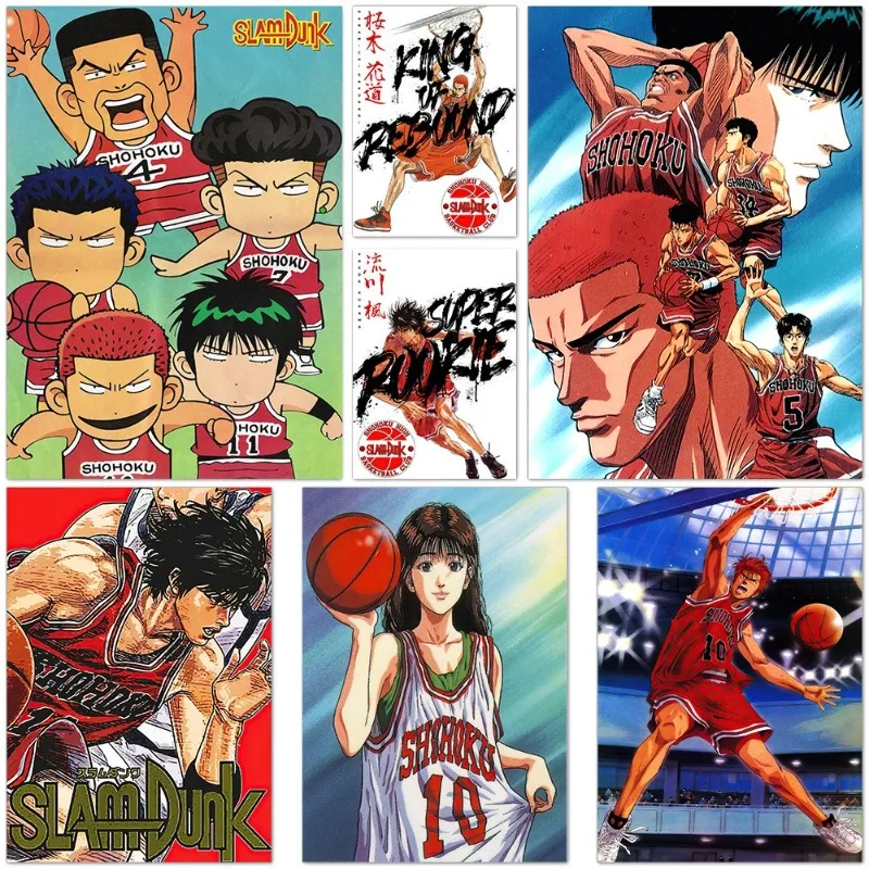 Tela slam dunk pintura decorativa animação mural rukawa bordo sakuragi hanamichi cartaz hanao hanao alta definição sem moldura