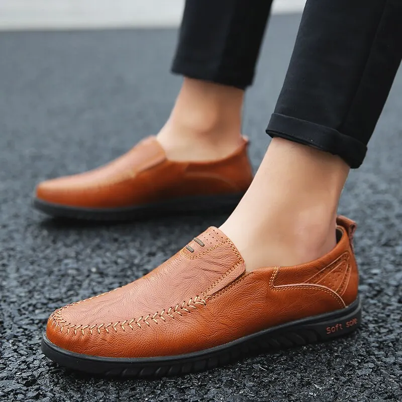 2025 Spring New Men's Shoes Men's Business Casual Shoes One Step Leather Shoes Men's Leather Low Top Casual Shoes
