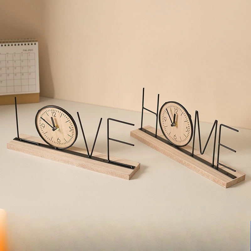 Handmade Creative Desktop Clock Ornament Silent Table Decor For TV Cabinet Wine Cabinet Entryway Bedroom Office Tabletop Home