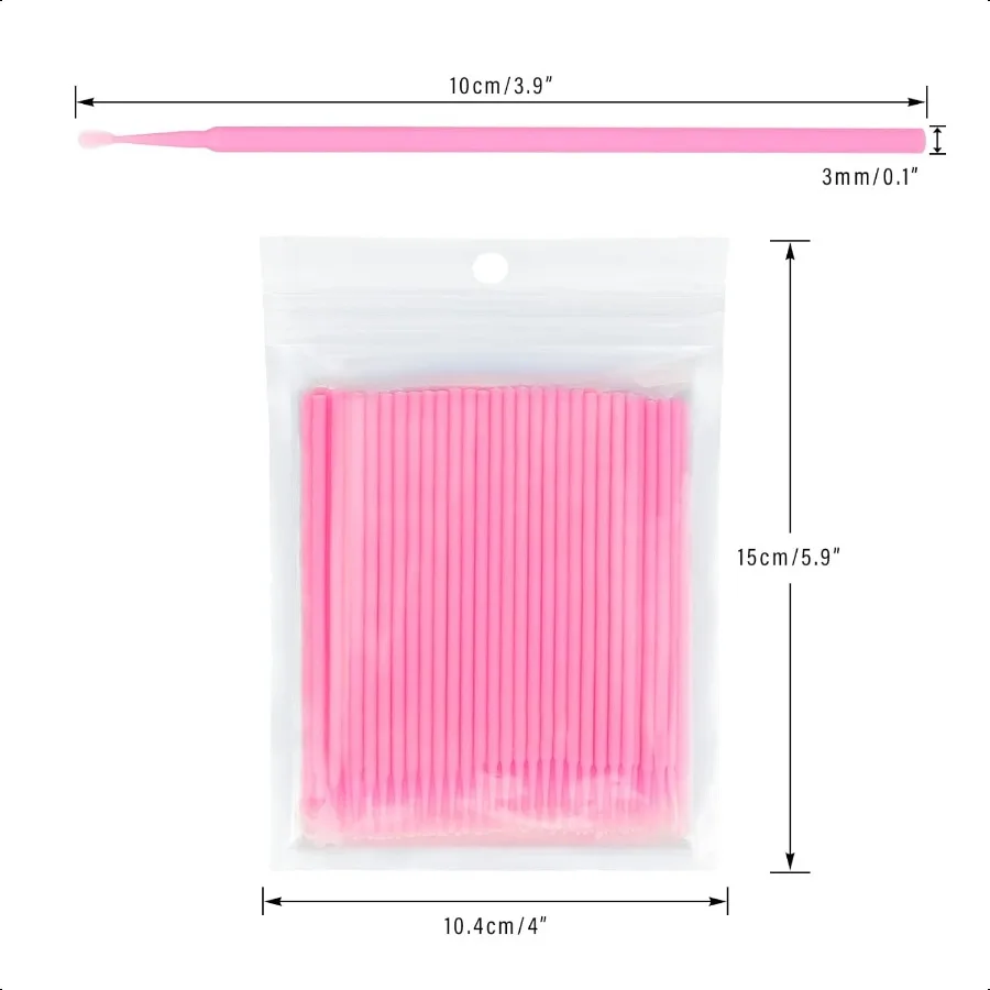 500PCS Tamponi di cotone Micro applicatori Pennello per trucco e cura personale Pennello cosmetico Micro tamponi per estensioni delle ciglia Nai