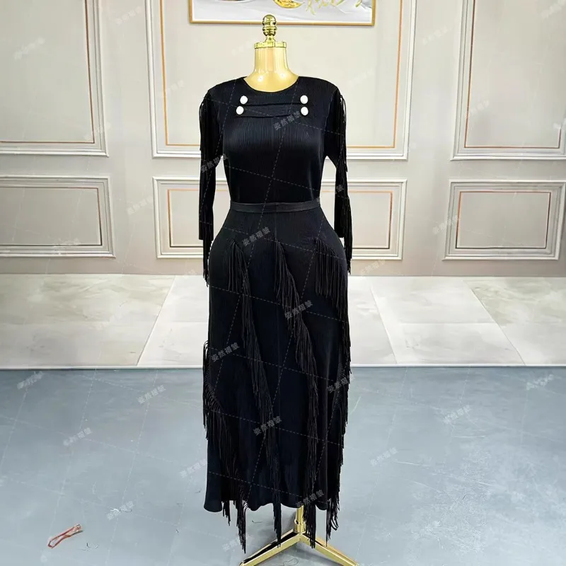 Robes plissées Miyake pour femmes, grande taille, robes longues africaines, franges pressées, robes de bal pour occasions formelles, 2025