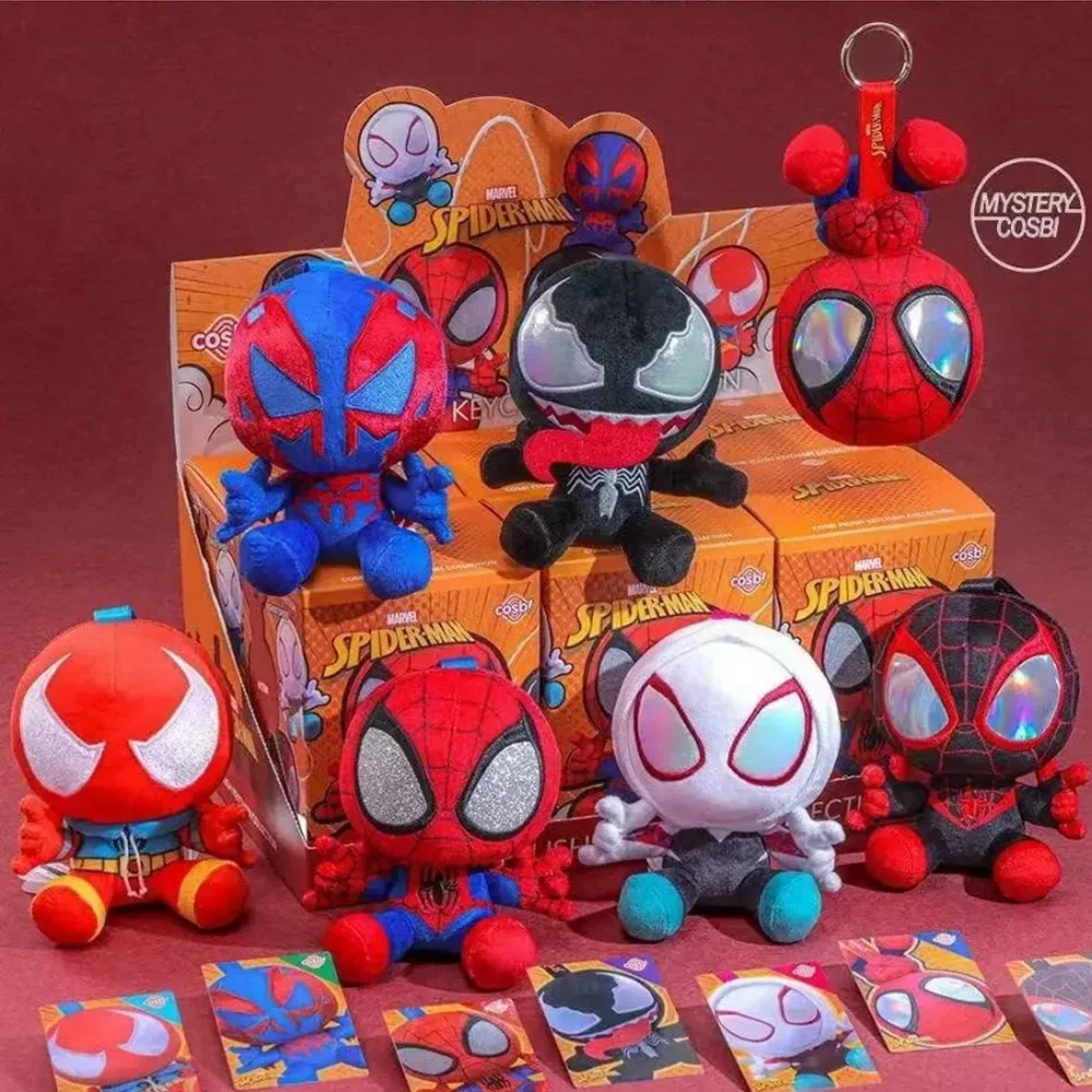 

Плюшевый брелок-подвеска Marvel Spider-Man Cosbi Blind Box, милые настольные аксессуары Spider-Man, коробка-сюрприз, подарок на день рождения