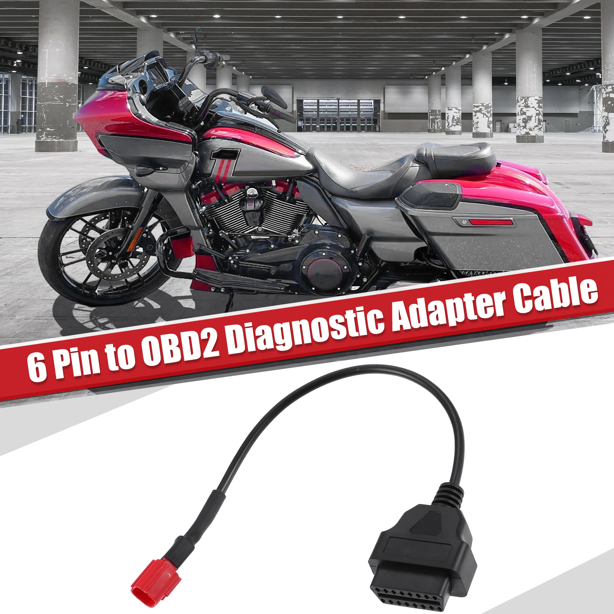 UXCELL Motorcycle 6 Pin to OBD2 Scanner Diagnostic Cable Adapter for Honda for Yamaha for Harley Davidson