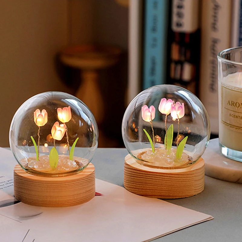 Tulip Night Lights Diy Material Package Creative Night Lamp Home Decoration Holiday Gift Valentine\'s Day For Family Surprise